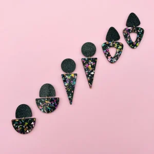 Alternative view of Boucles d'oreilles Odette Noir Terrazzo Paillettes
