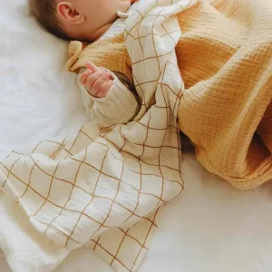 LANGE EN GAZE DE COTON CARREAU CAMEL