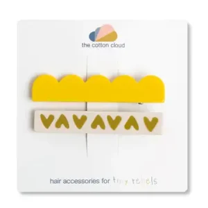 SET 2 BARRETTES MAXI STRIPES LEMON