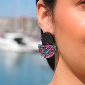 Boucles d'oreilles Odette  Noir Confettis – Image 3