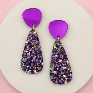 BOUCLES D OREILLE HENRIETTE VIOLET MIROIR - CONFETTIS MULTI