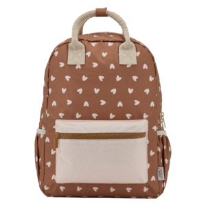 SAC A DOS COEURS BEIGES FOND MARRONS