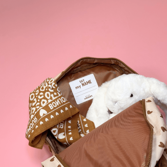 SAC A DOS COEURS BEIGES FOND MARRONS – Image 2