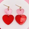 BOUCLES D OREILLES CLAUDETTE ROUGE ROSE