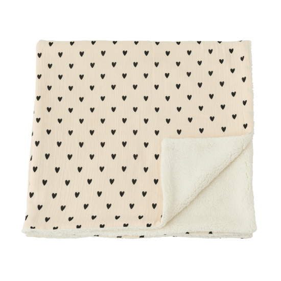 COUVERTURE PILOU GAZE COEURS ECRU – Image 2