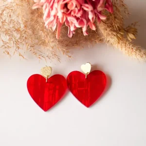 BOUCLES D OREILLE MAXI MAE ROUGE