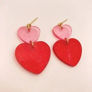 Alternative view of BOUCLES D OREILLES CLAUDETTE ROUGE ROSE