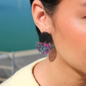 Boucles d'oreilles Odette  Noir Confettis – Image 4