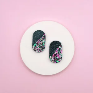 Alternative view of Boucles d'Oreilles Puces Viviane Noir Confettis