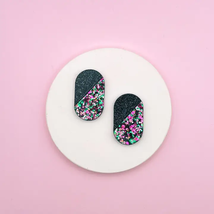 Boucles d'Oreilles Puces Viviane Noir Confettis – Image 2