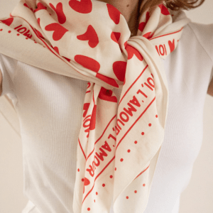 FOULARD ADULTE BLANC CŒUR ROUGE – Image 3