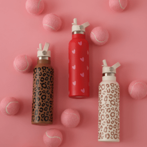 GOURDE 600 ML ROUGE CŒURS ROSES – Image 3