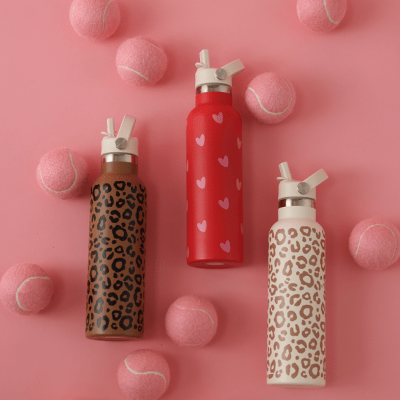 GOURDE 600 ML ROUGE CŒURS ROSES – Image 3