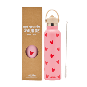 Alternative view of GOURDE 600 ML ROSE CŒURS ROUGE