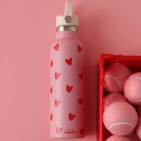 GOURDE 600 ML ROSE CŒURS ROUGE – Image 3