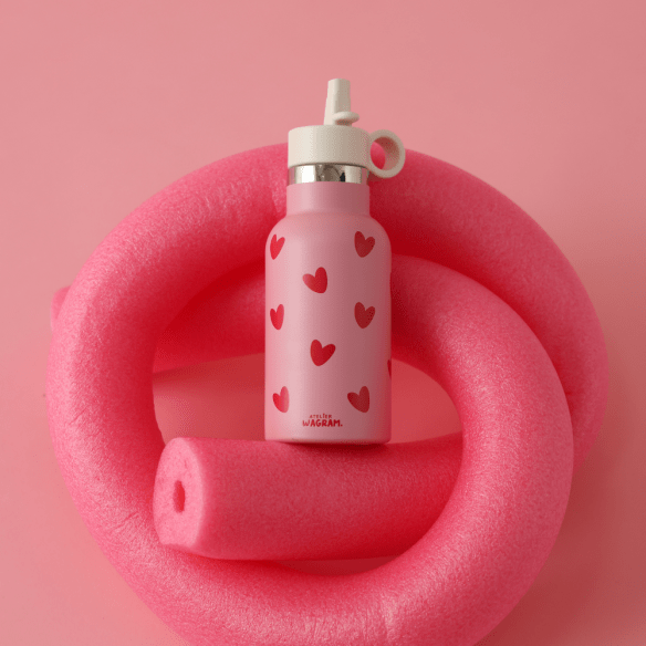GOURDE 350 ML ROSE CŒURS ROUGE