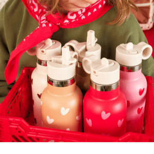 GOURDE 350 ML ROUGE CŒURS ROSE – Image 4