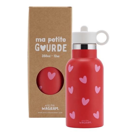 GOURDE 350 ML ROUGE CŒURS ROSE – Image 2