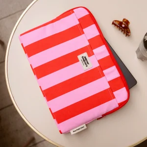 HOUSSE ORDINATEUR RAYURES ROSE ET ROUGE
