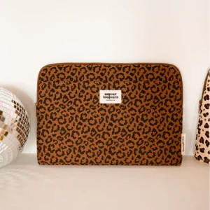 HOUSSE ORDINATEUR LEOPARD FONCÉ