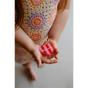 Alternative view of PORTE CLE MAITRESSE RAYURES ROSE ET ROUGE