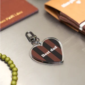 PORTE CLE BEST DAD RAYURES MARRONS ET NOIRES – Image 3