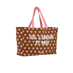 CABAS XL TOI L AMOUR ET MOI MARRON COEUR ROSE – Image 5