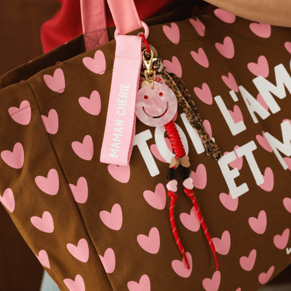 CABAS XL TOI L AMOUR ET MOI MARRON COEUR ROSE – Image 3