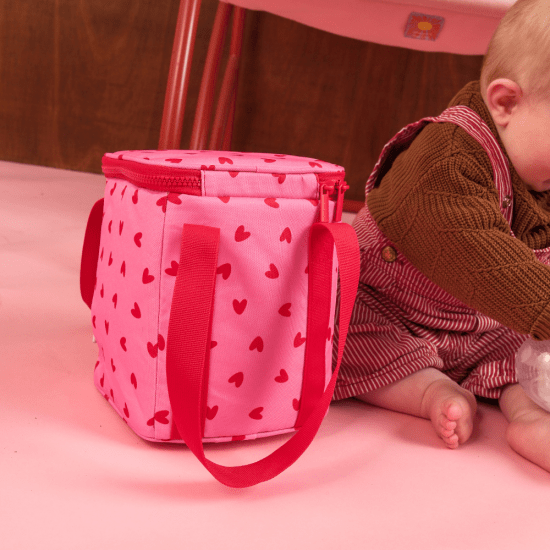 SAC ISOTHERME CŒUR ROUGE FOND ROSE