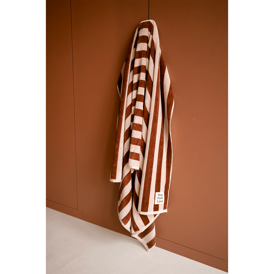 SERVIETTE DE BAIN RAYURES MARRONS NOIRES