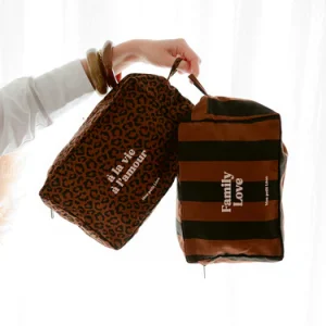 Alternative view of TROUSSE DE TOILETTE RAYURES MARRONS NOIRES