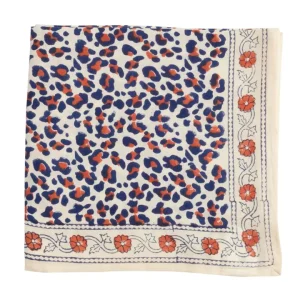 Foulard Indien - Leopard Beige Marine