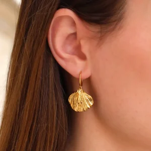 Alternative view of Boucles d'oreilles pendantes feuilles ginko