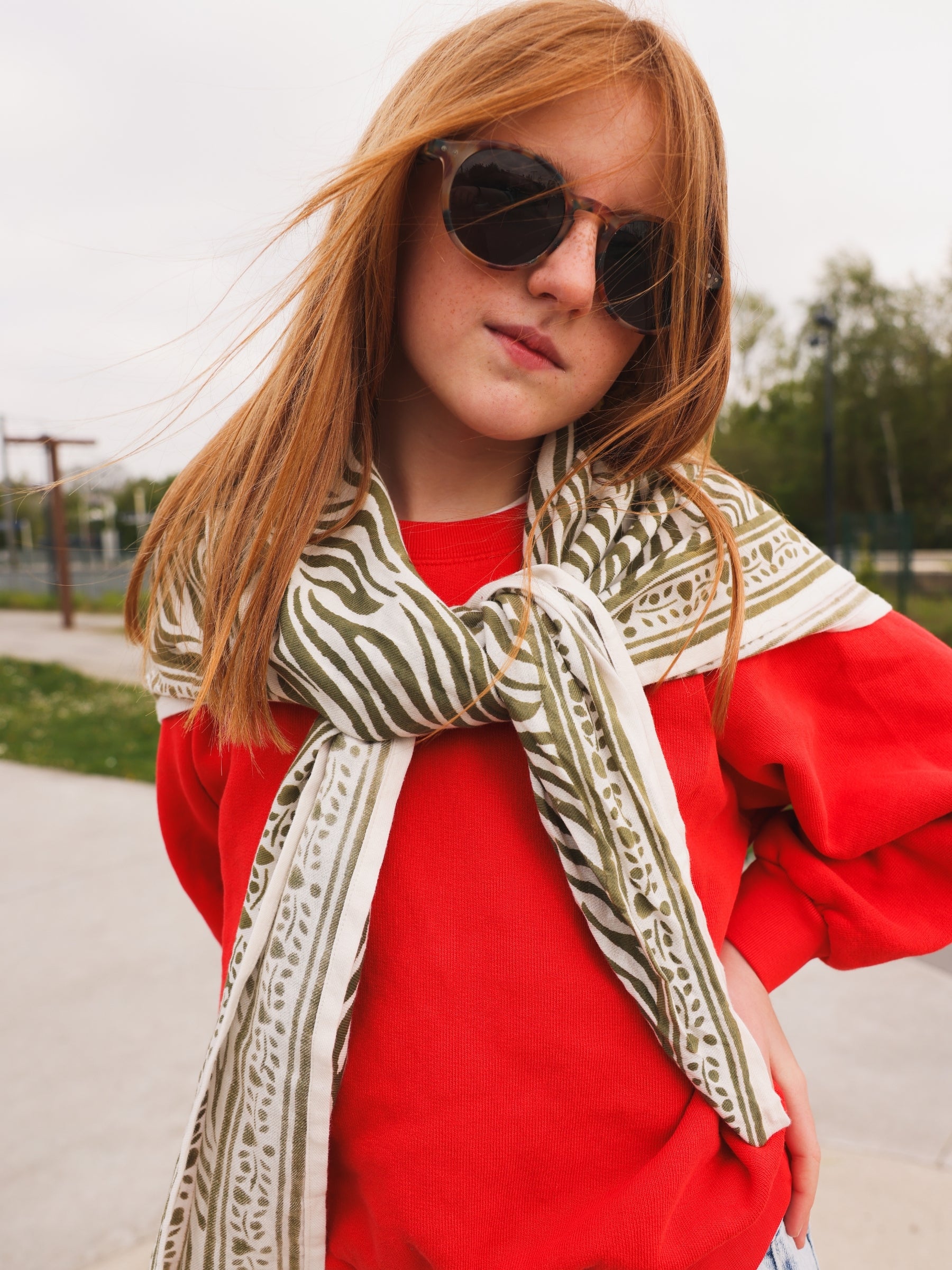 FOULARD ZEBRE KAKI