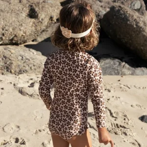 Maillot de bain anti-UV pour filles fleur sauvage - orange - Manches longues