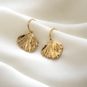 Boucles d'oreilles pendantes feuilles ginko – Image 3
