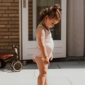 Maillots de bain filles - Orange/Blanc - Grille du coucher de soleil