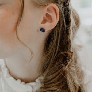 Alternative view of BOUCLES D OREILLES PAILLETTES NUAGES BLEU