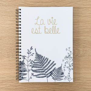 CARNET PAPIER A5 LIGNE SPIRALE LA VIE EST BELLE
