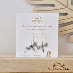CREOLES PAILLETEES LIBELLULES ARGENTE