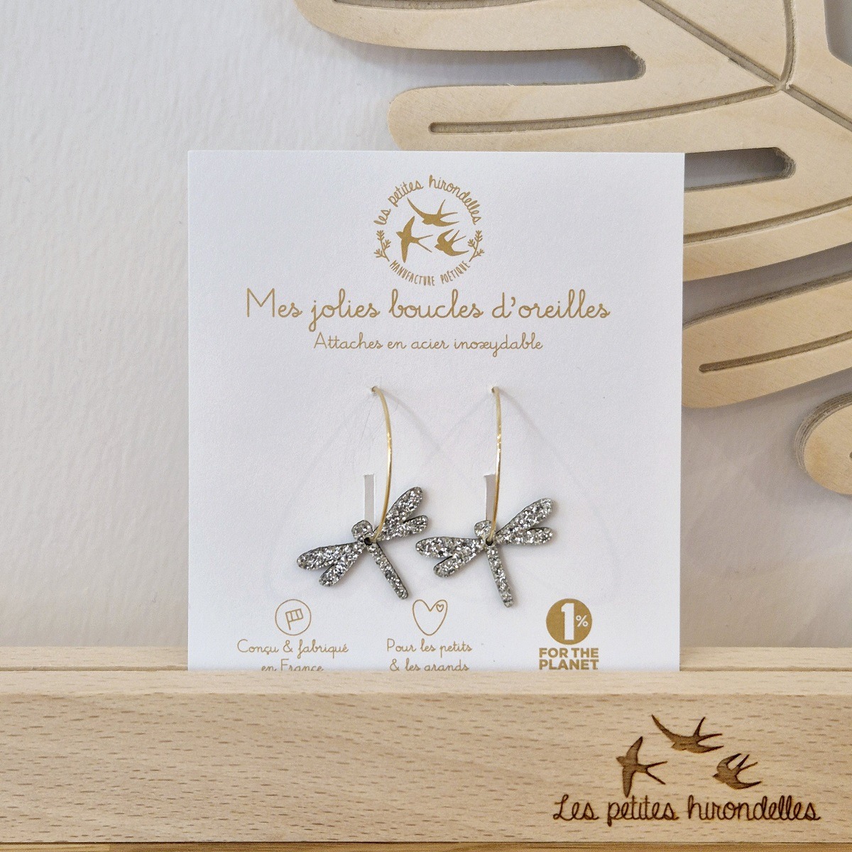 CREOLES PAILLETEES LIBELLULES ARGENTE