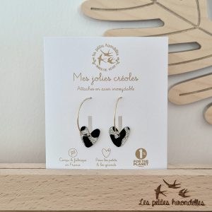 CREOLES CŒUR LEOPARD ARGENT