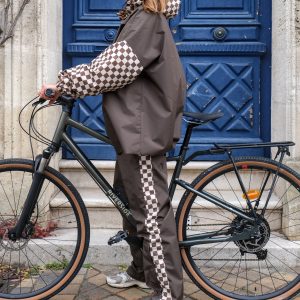 Poncho court Damier Kaki – Poule Party