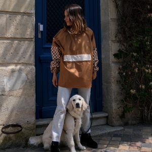 Poncho court Damier Marron – Poule Party