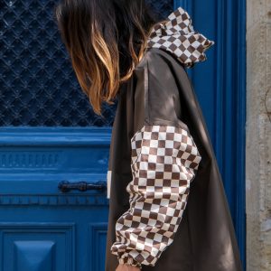 Poncho court Damier Kaki – Poule Party