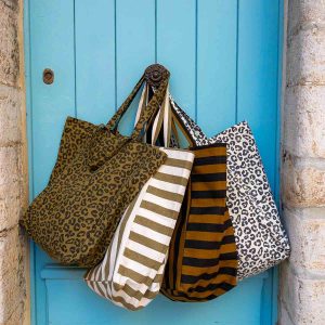 SAC ELISABETH RAYURE GREIGE/ OLIVE – Image 5