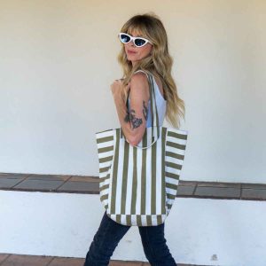 Alternative view of SAC ELISABETH RAYURE GREIGE/ OLIVE