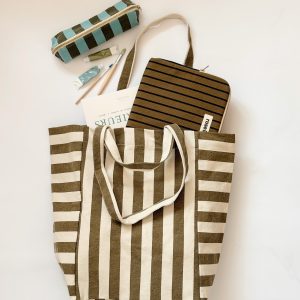 SAC ELISABETH RAYURE GREIGE/ OLIVE – Image 3