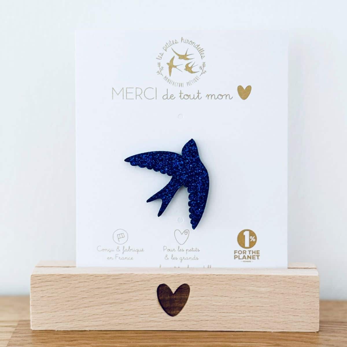PIN'S HIRONDELLE MERCI DE TOUT MON COEUR