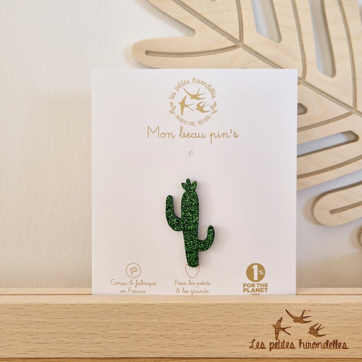 PIN'S FEUTRINE PAILLETEE CACTUS - VERT